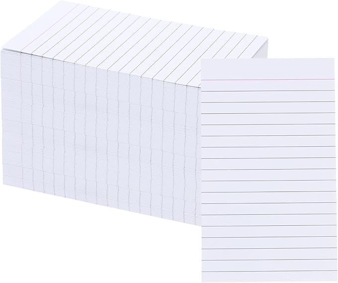 300 Count Vertical Ruled Index Cards 3 X 5 Flash Card Double Sided Lined Notecards Heavy Weight Ruled Checklist Thick Recipe Cards for Studying, School, Home and Office,White