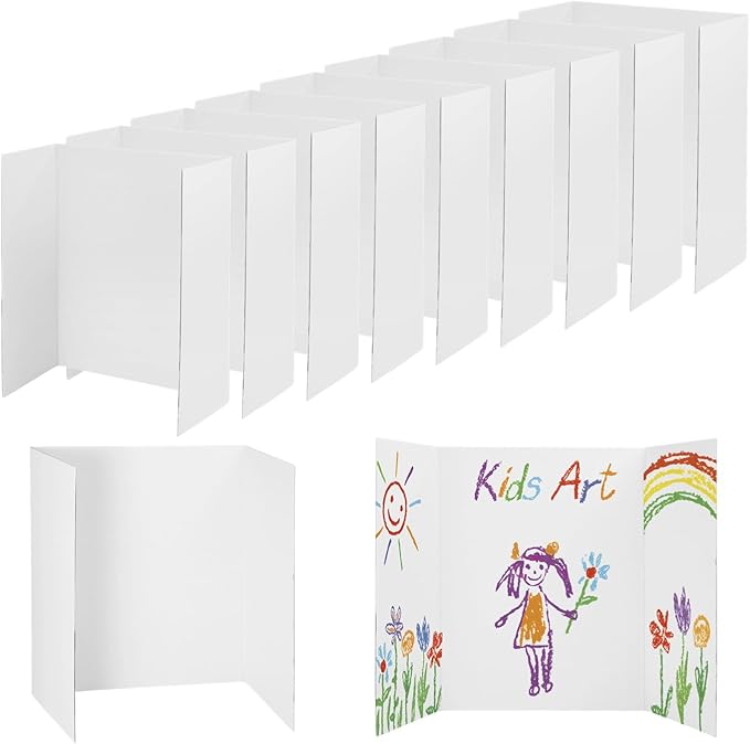 24-Piece Trifold Poster Board Set, 24×16" Tri Fold Display, Thick Corrugated Cardboards for Presentations