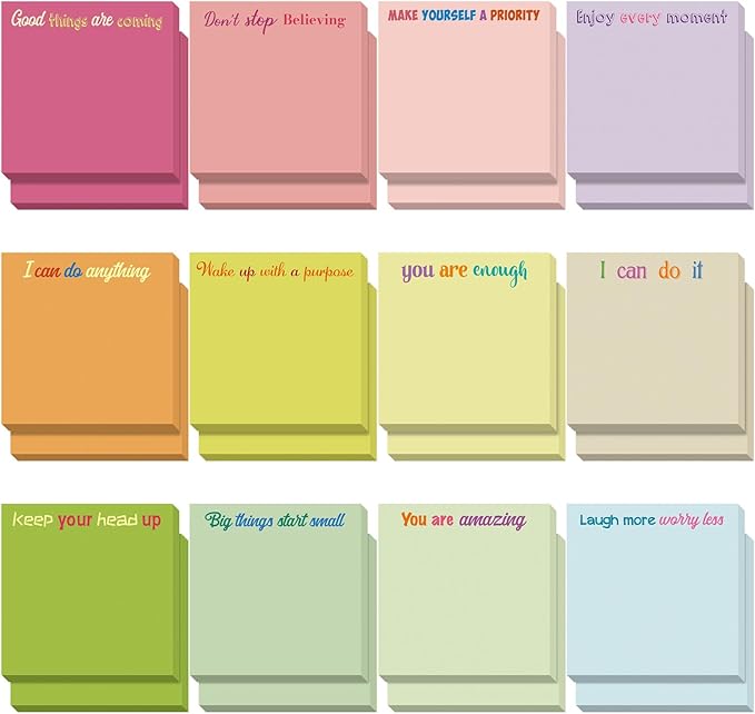 Yinder 24 Pcs Inspirational Sticky Notes Cute Motivational Sticky Notes Pad End of Year Employee Appreciation Gifts Bulk for Teacher Nurse Coworkers Office Supplies 3 x 3'' (Inspire,Macaron Colors)
