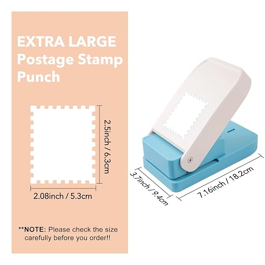 Large Stamp Punch, 2.5x2.1inch Extra Large Postage Stamps Punch, Stamps Maker, Stamp Cutter Hole Punch, Rectangle Stamp-Shaped Paper Punch for Crafting DIY Scrapbooking Journaling Paper Crafts