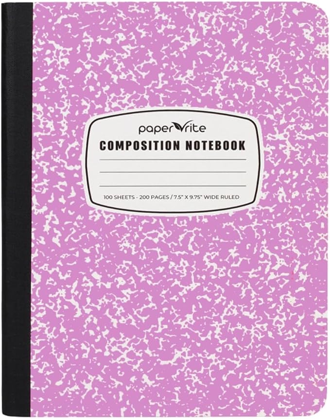 Assorted Marble Composition Notebook Wide Ruled (9.75x7.5 in), 100 Sheets | 200 Pages | For School, Office, Students, Teachers (3, Pink-Red-Lightpink)