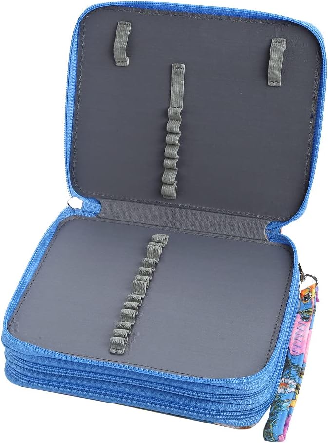 72 Slots Pencil Case Organizer w/Removal Handle Strap | 3-Layer Zipped Pencils Box Large for Colored Pencils Watercolor Pencils for Office and Travel for Artist