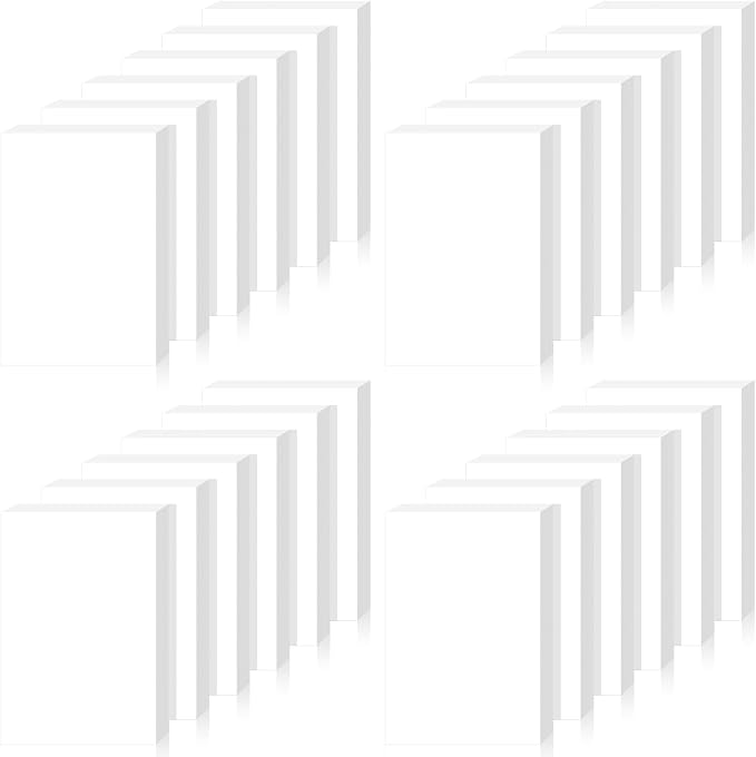 4x6 Blank Notepads 24-Pack - 50 Sheets Each, White Unruled Paper Pads with Hard Backing for Lists, Notes & Reminders | No-Bleed Writing Paper for Students, Teachers & Professionals