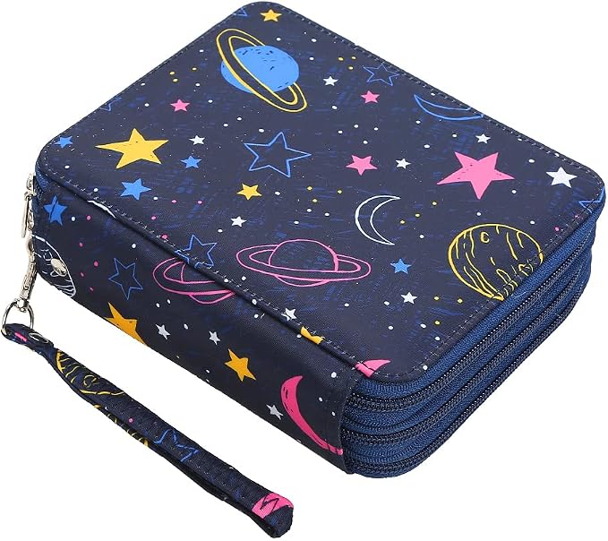 72 Slots Pencil Case Organizer w/Removal Handle Strap | 3-Layer Zipped Pencils Box Large for Colored Pencils Watercolor Pencils for Office and Travel for Artist