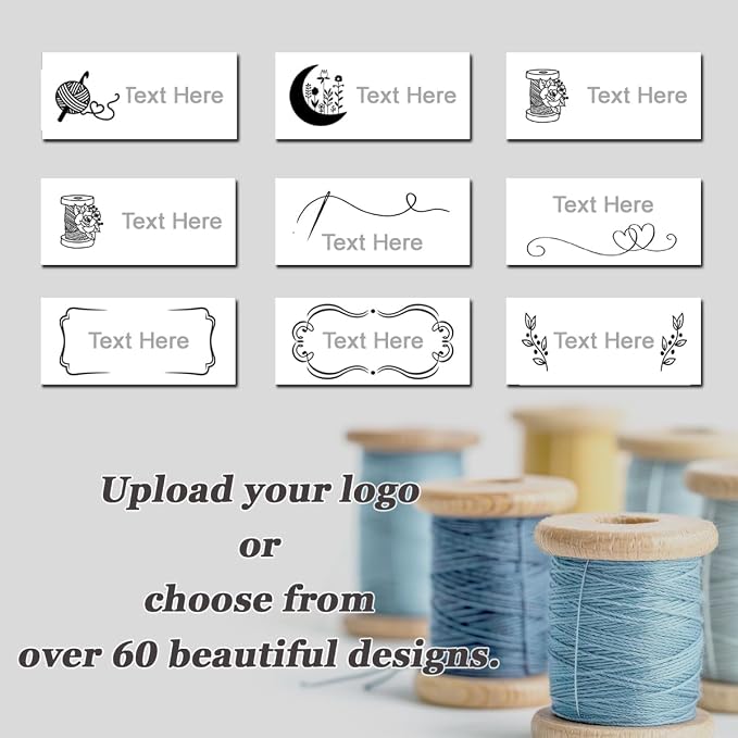 30-200 Custom Logo Iron on or Sew on Labels, Personalized Sewing Labels, Washable Fabric Tags for Handmade, Knitting, Clothing, Quilting and Sewing Crafts, Custom Name Tags for Clothes