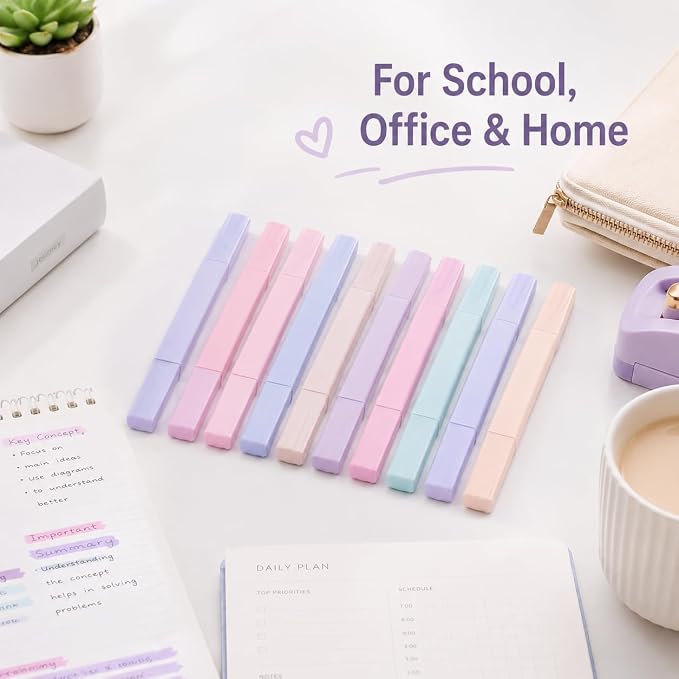 Pastel Highlighters, 12 Pcs Aesthetic No Bleed Bible Highlighters Set | Dual Tip Highlighter Set with Chisel and Fine Tips, for Journaling, Bible Study, Planner, Note Taking, School and Office