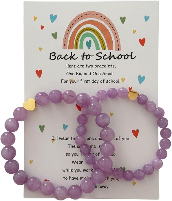 HTH Back to School Bracelets Matching Heart Mommy and Me Wish Strings Bracelet Set First Day of School Gifts
