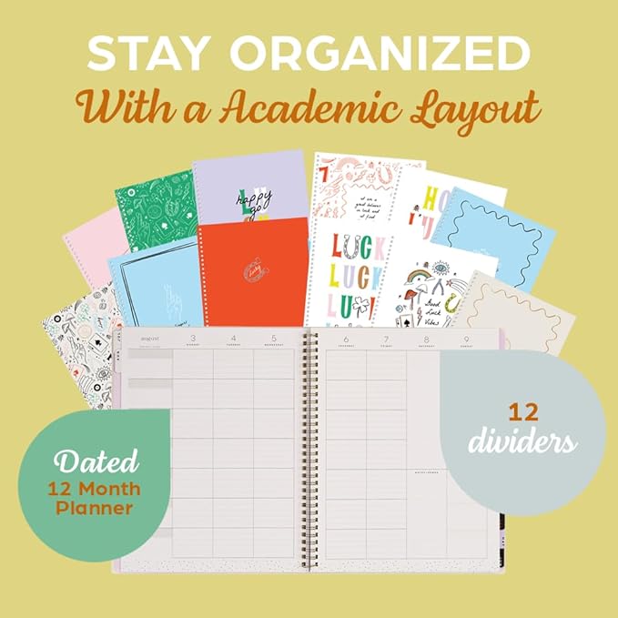 Organized by Happy Planner Twin-Loop Dated 12-Month July 2026–June 2027 Academic Planner, Big Size, 8.5" x 11", Academic Layout, Lucky Day