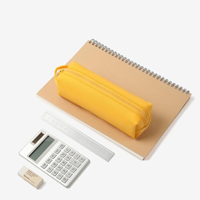 Pencil Case Soft School Pencil Pouch Bag for Easy Carry Stylish and Durable (Yellow)