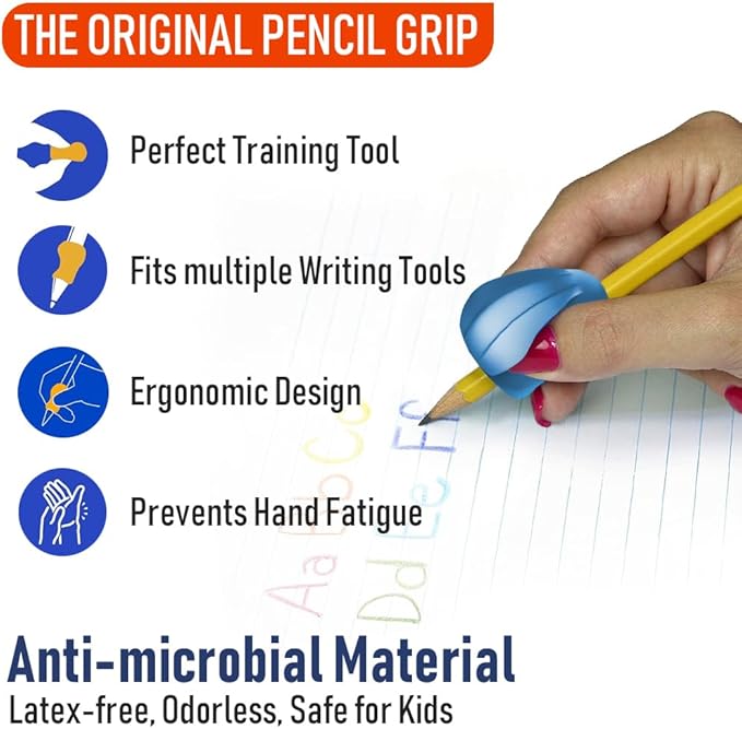 The Pencil Grip Pencil Grips, The Crossover Grip, Metallic Ergonomic Writing Aid For Righties And Lefties, Colorful Pencil Grippers, Assorted Metallic Colors, 6 Count - TPG-17706