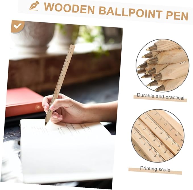 COHEALI 20pcs Black Wood Ballpoint Pens Carpenter Drawing Pens Natural Biodegradable Solid Wood Vintage Rolling Ballpoint for Construction and Woodwork Supplies