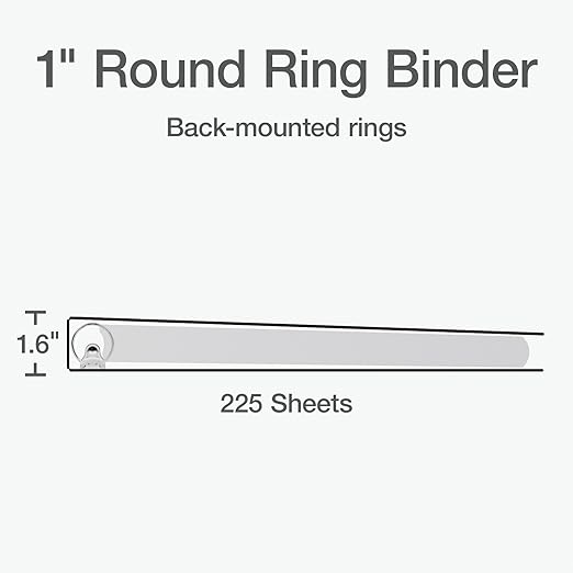 Oxford Ring Binders, 1" Round Ring Binders, View Binder, Covers on 3 Sides, XtraLife Hinge, Non-Stick, PVC-Free, White, 225 Sheet Capacity (1002512)