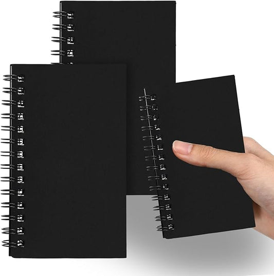 Jutom 2 Pcs Small Spiral Notebooks Memo Pads 3x5 Bulk Small Pocket Notebooks Mini Notepads with Lined Pages Mini Journals for Office School Work Supplies, 120 Pages (Black)