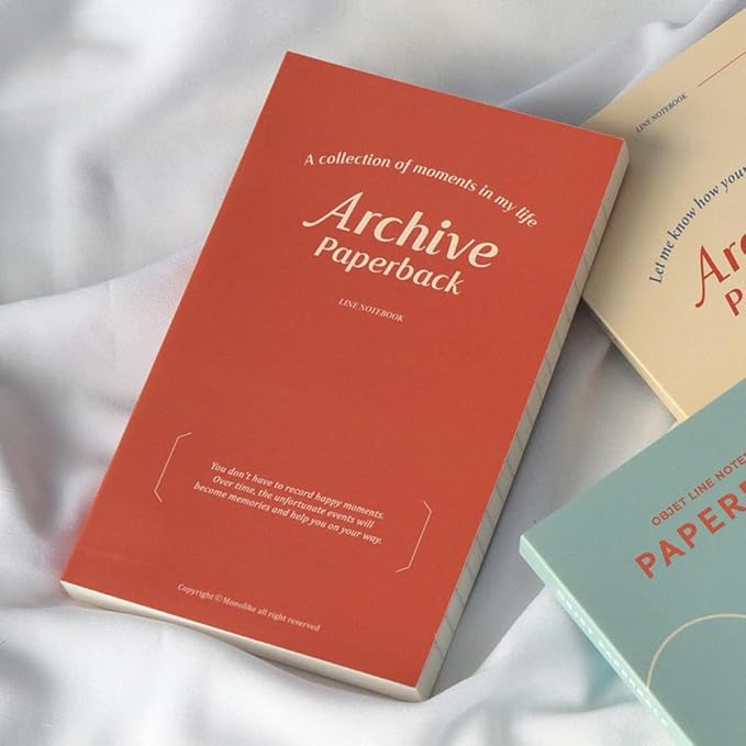 Monolike Archive Paperback Line Notebook - 01. Red_Design note, Mini note, Simple note, Notebook, 192 Pages, 4.13x6.69