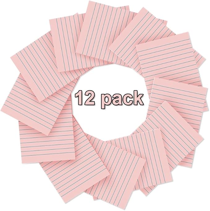 (12 Pack) Lined Sticky Notes 4x6 in,Light Pink Large Notepads with Lines,Ruled Stickies Super Sticking Power,Office School Memo Note Pads,Post on Windows Doors,Recyclable,Easy to Write on