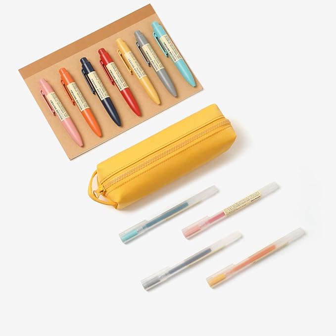 Pencil Case Soft School Pencil Pouch Bag for Easy Carry Stylish and Durable (Yellow)