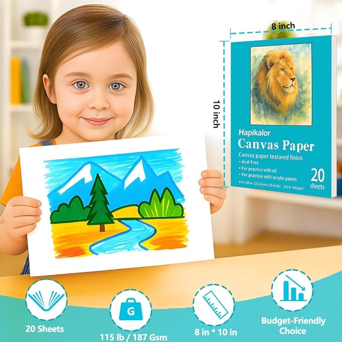 Canvas for Painting 8x10 Inch, 20 Sheets (115lb/187g) Canvases Boards for Painting, Art Supplies Paint Canvas Panels for Acrylic Oil Tempera Paints
