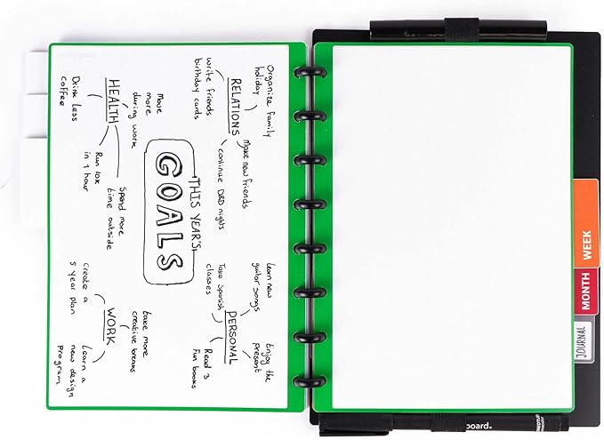 Modubooq - 32 green dotted reusable duratech3 discbound pages - inserts with dots for bullet journaling - A5