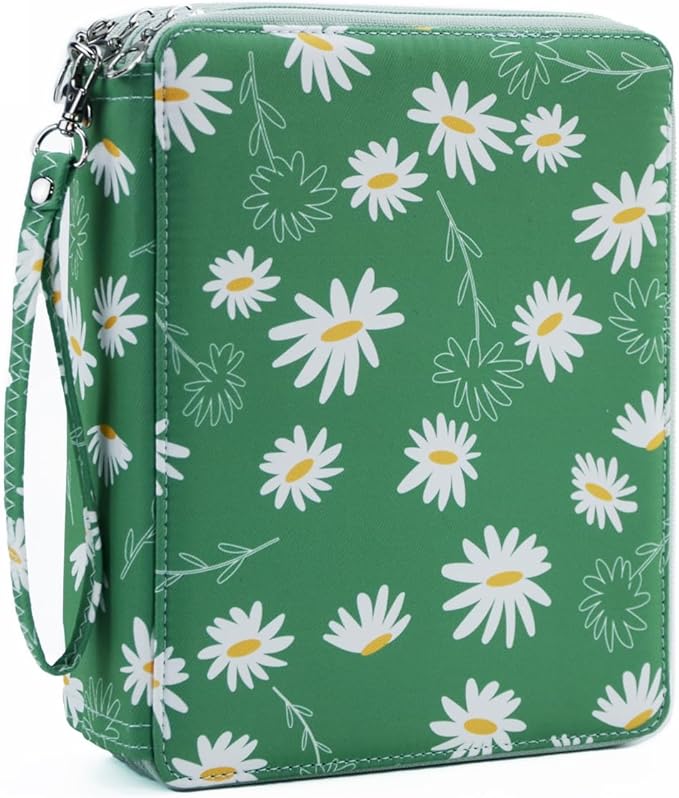 YOUNGCOL 120 Slots Colored Pencil Case Color Pencil Organizer Storage Large Capacity Pencil Case (Green + Sunflower)