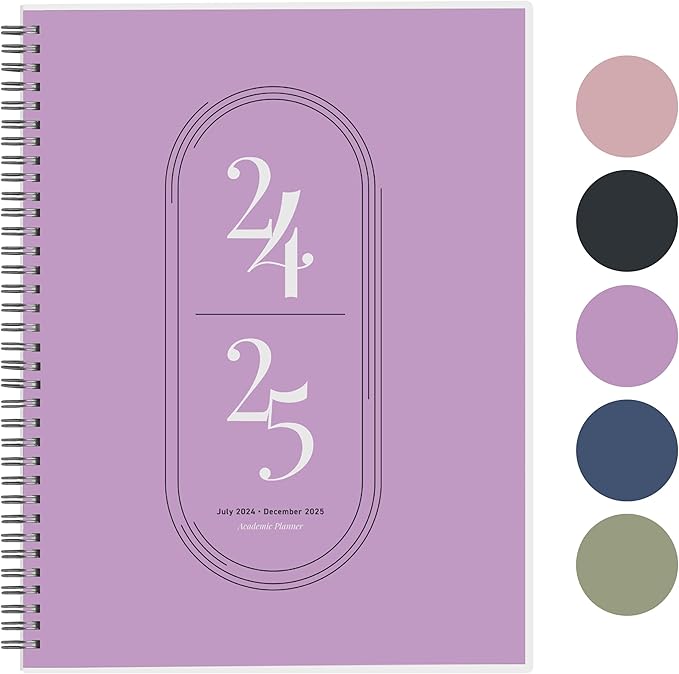 Rileys Academic Planner 2025-2026, Daily, Weekly & Monthly Planner, July 2025 - June 2026, Student Notes Pages, Twin-Wire Binding, Weekly Agenda for School & Work (8.5 x 11-Inches, Lilac)