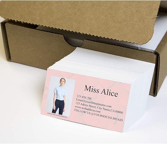Customized Name Cards 500 PCS, Customized Design with Picture Texture All Business Designs cards No Additional Charge (Color-S)