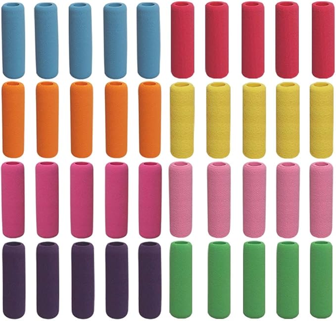 Soft Cushion Pencil Grips 40 Pcs Writing Drawing Aid Pen Holder for Kids, Students, Adults Random Assorted Color