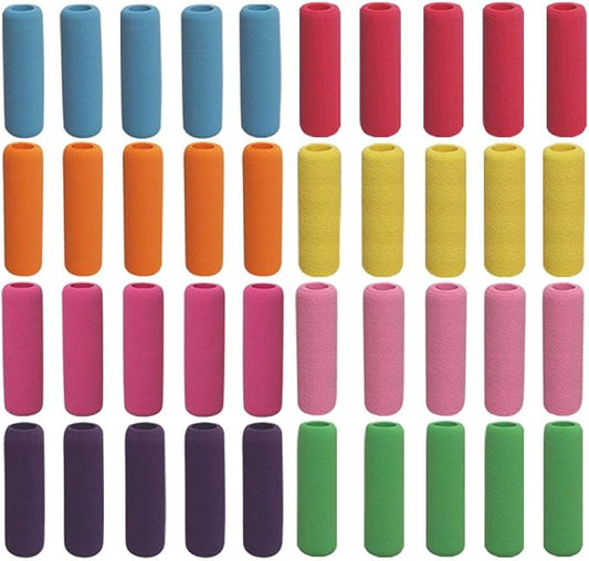 Soft Cushion Pencil Grips 40 Pcs Writing Drawing Aid Pen Holder for Kids, Students, Adults Random Assorted Color