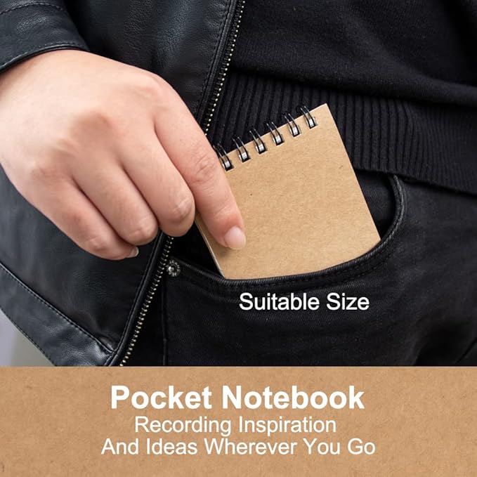 wavamawa Pocket Notebooks, 3x5 Small Notepads, Mini Top Spiral Notebook, Little Size, Lined College Ruled Paper, Tiny Memo Pads for Home, Office, Work, School, Meeting, or Travel,6 Pack