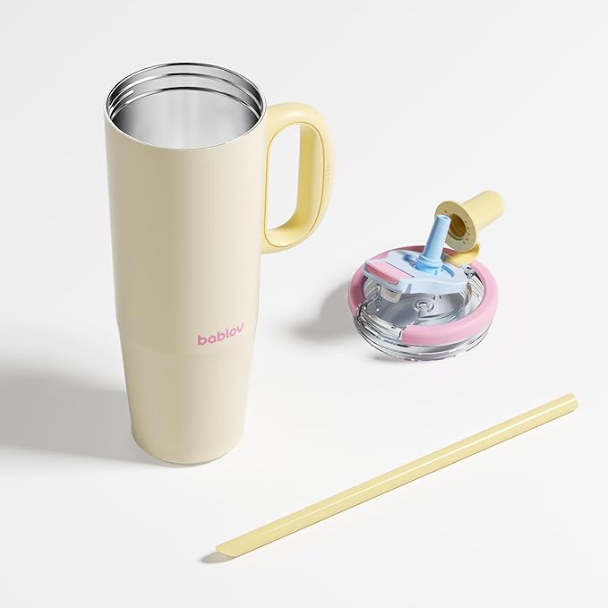 BABLOV 316L Stainless Steel Tumbler with Lid and Straw，40 oz Insulated Coffee Tumbler with Handle for Tea,Cold Hot Beverages at Home Office or on the Go Travel Mugs