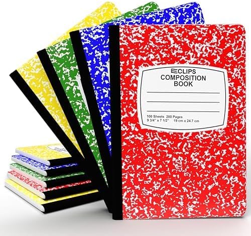Composition Notebook College Ruled Composition Notebooks Bulk Marble Hard Cover Wide Ruled Notebook Paper Note Books For Schools Marble Composition Books 100 Sheets 200 Pages 9.75” x 7.25” (4 Pack, Multi Color)