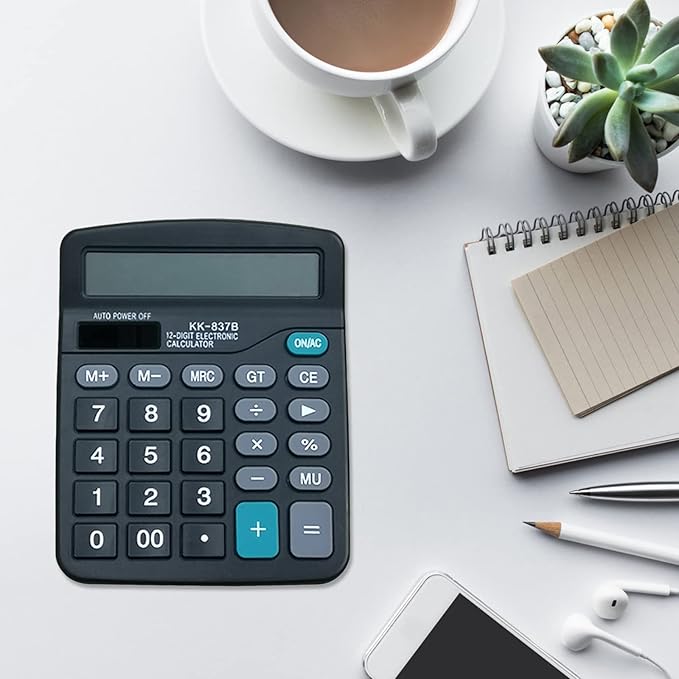 12 Digits Scientific Calculator AA Battery General Purpose Calculators for Home Office Students Use Large LCD Screen