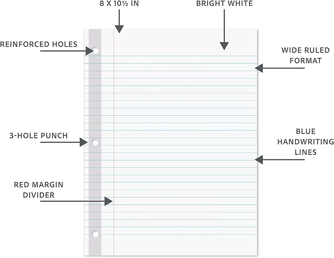 C-Line Reinforced Filler Paper, Wide Ruled, White, 100/PK (21032)