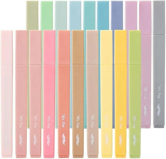 Mr. Pen- Aesthetic Highlighters No Bleed, 20 Pack, Pastel Colors, Chisel Tip, Cute Highlighters Assorted Colors for Journaling, Highlighting, Underlining, Fast Dry, Back to School Supplies
