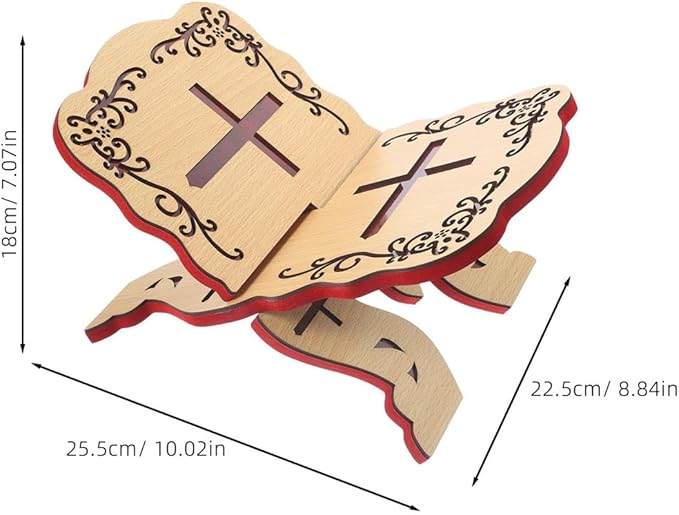 Operitacx Wooden Quran Stand, Traditional Foldable Rehal Rihal Book Holder for Reading Holy Books, Simple Prayer Display Stand for Mosque & Home Study, Religious for Eid Ramadan