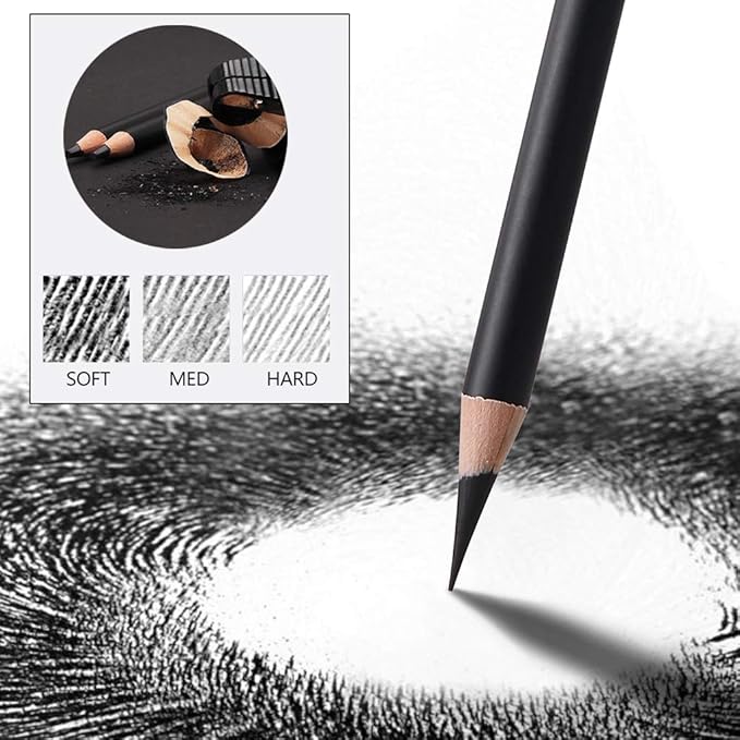 MARKART Professional Charcoal Pencils Drawing Set - 10 Pieces Soft Medium and Hard Charcoal Pencils for Drawing, Sketching, Shading