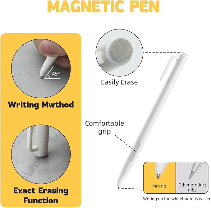 Portable Note Pad with Magnetic Pen & Eraser for Office Desk, Home, & School - Eco-Friendly Paperless Solution for Students Classroom Teacher Supplies