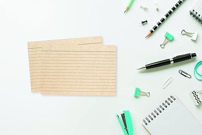 Home Advantage Double Sided Ruled Kraft Tan Index Cards, File Note Cards (4-x-6)