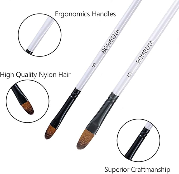 GETHPEN Filbert Paint Brushes Set, 12 PCS Artist Brush for Acrylic Oil Watercolor Gouache Artist Professional Painting Kits with Synthetic Nylon Tips White
