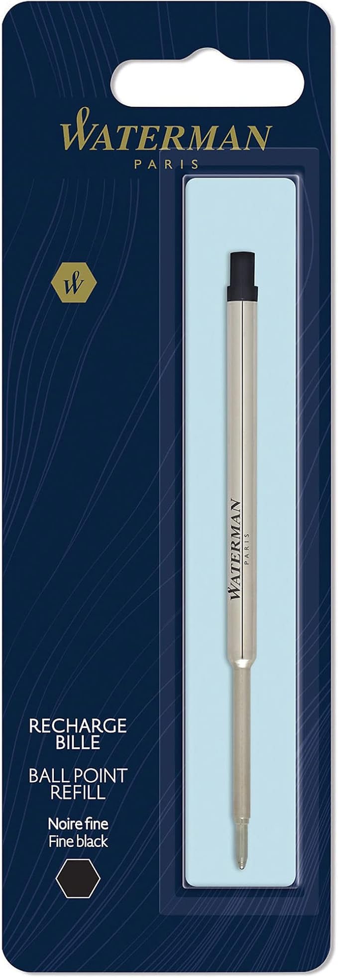 Waterman Ballpoint Pen Refill, Fine Tip with Black Ink, 1 Count