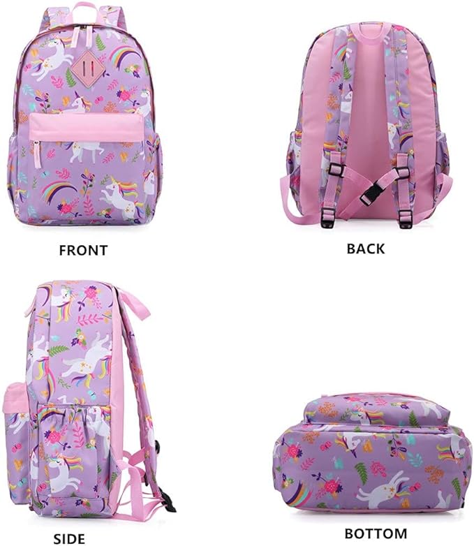 KK CRAFTS Preschool Backpack Kindergarten Little Kids Toddler Elementary School Backpacks for Boys and Girls with Chest Strap(17Inch, Purple Unicorn)