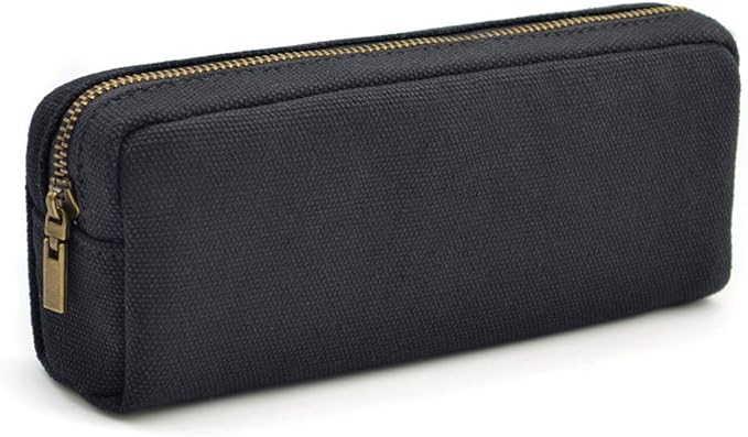 Pencil Pen Case, Canvas Pencil Pouch Big Capacity Pen Bag with Zipper Durable Stationary Storage Bag for Adult Students Officers