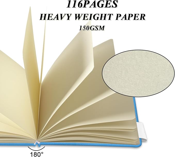 5" x 5" Hardcover Sketch Book,Small Mixed Media Sketch Pad,58 Sheets 150GSM Acid-Free Artist Drawing Paper,Travel Journal Blank Notebook for Adults Painting,Illustration,Art Supplies.Sky Blue