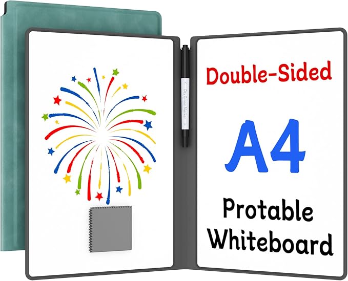 Small Dry Erase Board,12" x 9" Portable Dry Erase White Board,Double-Sided Folding Whiteboard with Pen(Blue)