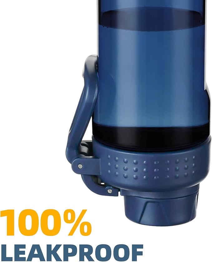 OLDLEY Water Bottles 20oz BPA Free Tritan Water Bottle with Carry Handle and Spout Lid, Leakproof Kids Water Bottle for Home,Travel, School, Outdoors,Navy Blue