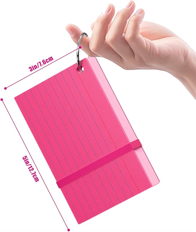 Colored Index Cards 3x5, Flash Cards with Ring, 200 PCS, Ruled Note Cards, Flash Cards for Studying, 3x5 Note Cards for Office, Home, School