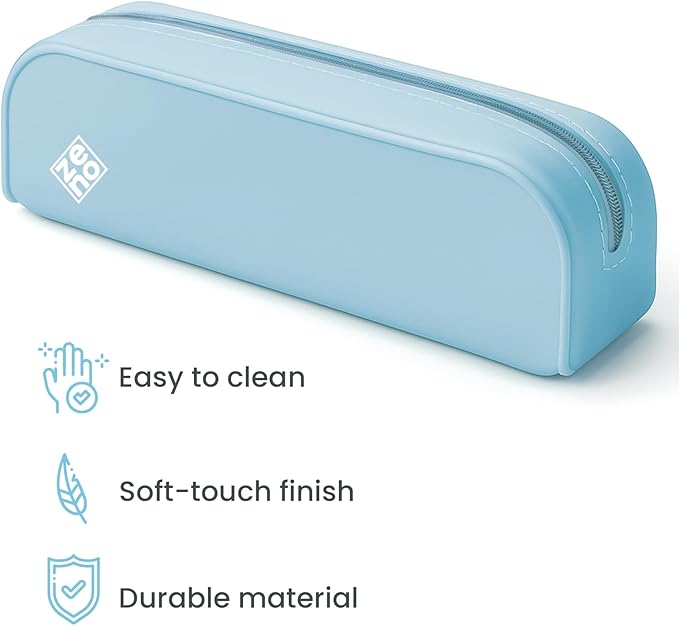 ZENO Silicone Pencil Case – Aesthetic Pencil Pouch for Women & Teens – Cute Pen Case, Beige Makeup Bag, Travel Pouch, Small Stationary Organizer – Beige Seashell