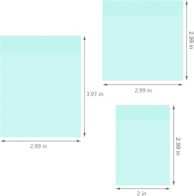 3 Pack Waterproof Sticky Notes, Transparent Sticky Notes, Glitter Sticky Notes Sets,3 Sizes: 2x2.99In,2.99x2.99In, 2.99x3.97 in for Home School Office (3, Green)