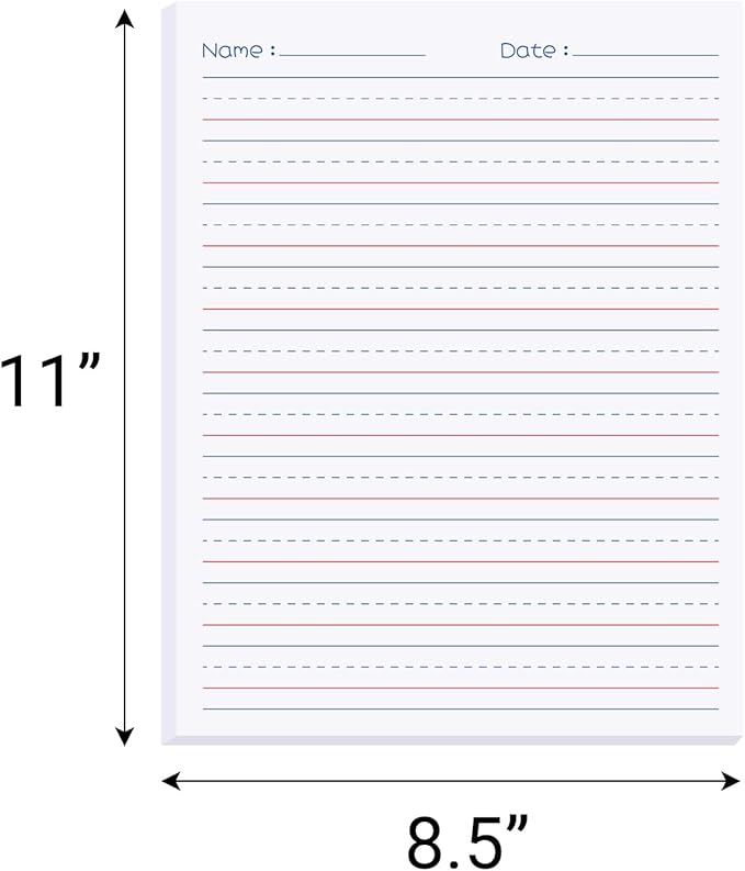 zmybcpack 2 Pack Write Beginner Paper for Kids, 8.5"x11" Handwriting Paper Kindergarten for Kids, Primary Composition Notepad(100 Sheets Each, Double-Sided Printing)