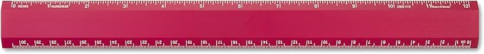 Alumicolor Aluminum Desk Ruler, 12IN, Red