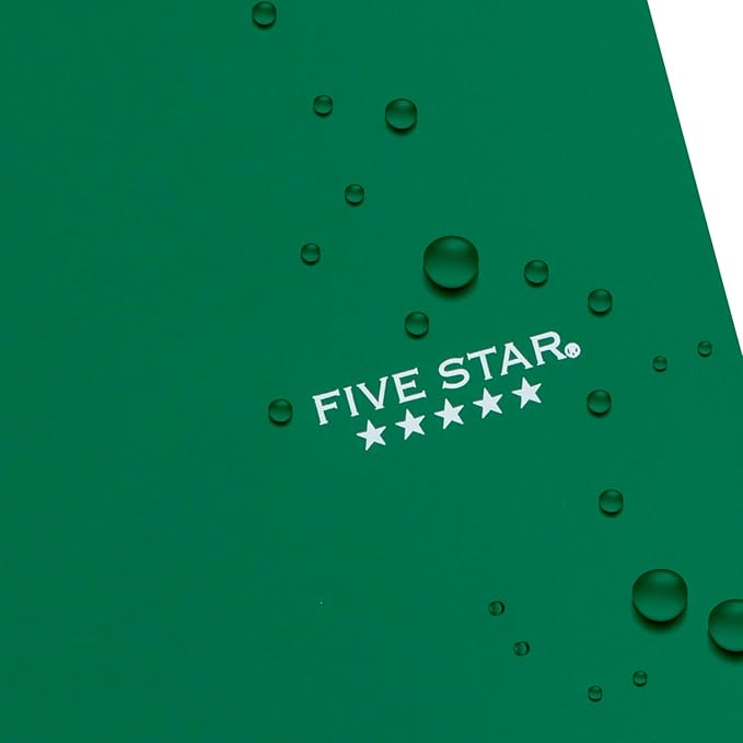 Five Star Spiral Notebook 3 Subject Wide Ruled | Forest Green | 150 Sheets | Water Resistant Cover | Pack of 6